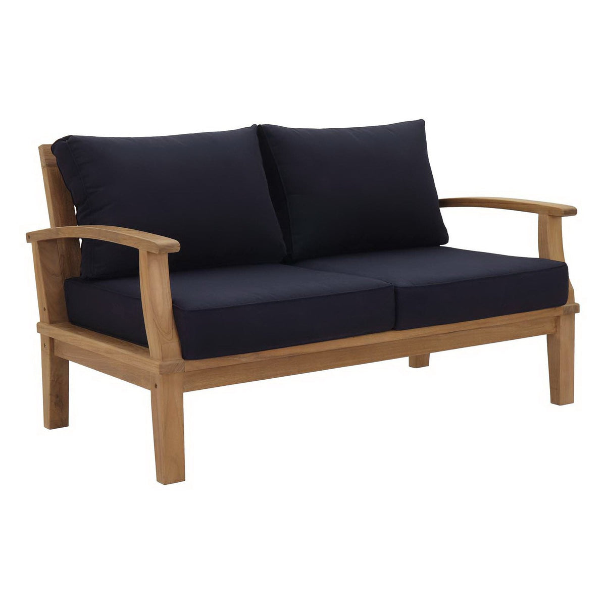 Marina 4 Piece Outdoor Patio Teak Set by Modway - Natural Gray / Natural Navy / Natural White (EEI-1469)