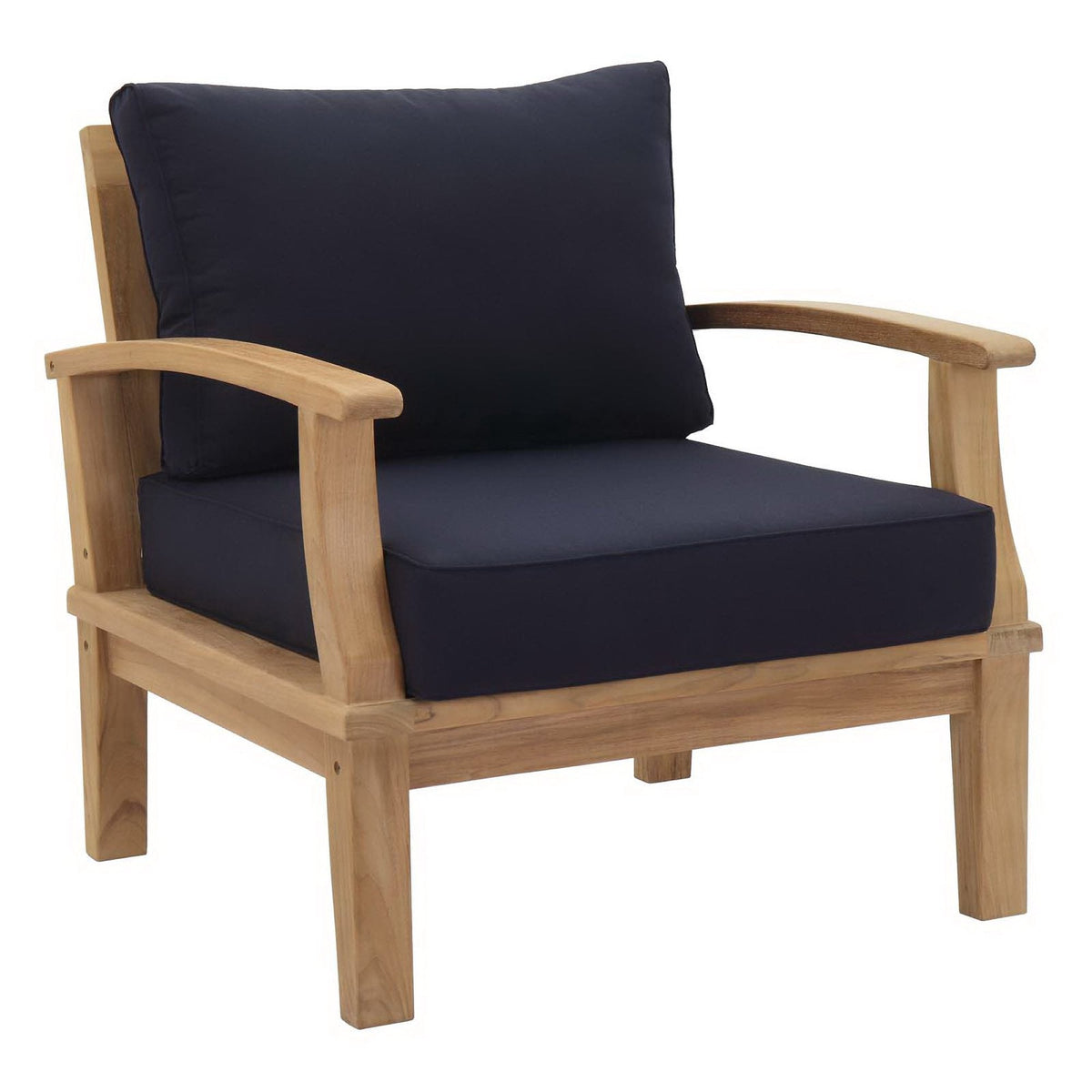 Marina 4 Piece Outdoor Patio Teak Set by Modway - Natural Gray / Natural Navy / Natural White (EEI-1469)