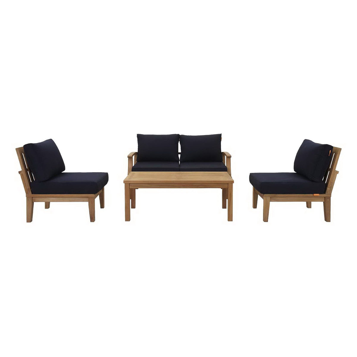 Marina 5 Piece Outdoor Patio Teak Set by Modway - Natural Gray / Natural Navy / Natural White (EEI-1477)