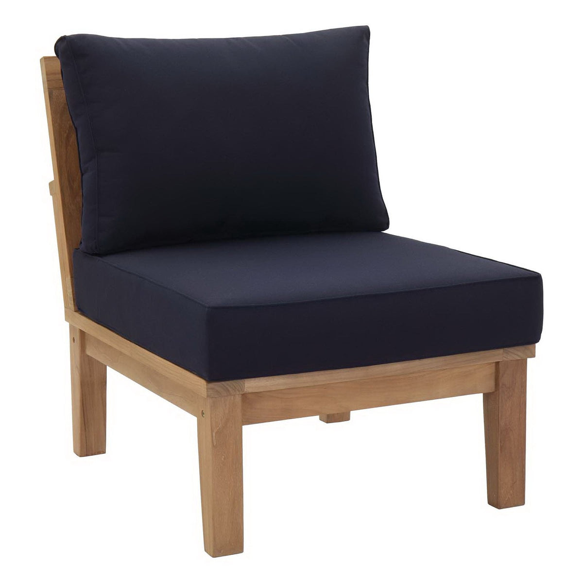 Marina 5 Piece Outdoor Patio Teak Set by Modway - Natural Gray / Natural Navy / Natural White (EEI-1477)