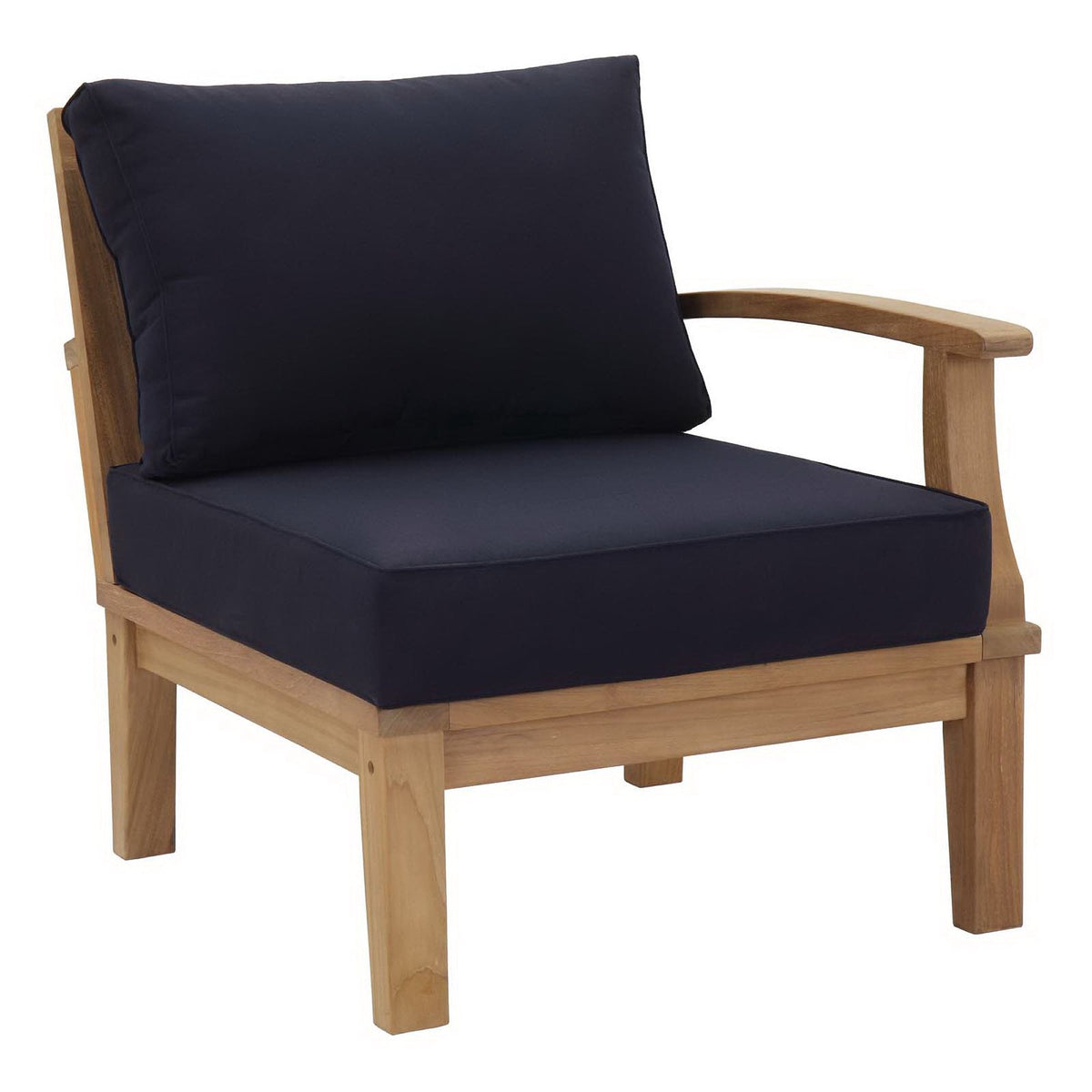Marina 5 Piece Outdoor Patio Teak Set by Modway - Natural Gray / Natural Navy / Natural White (EEI-1477)
