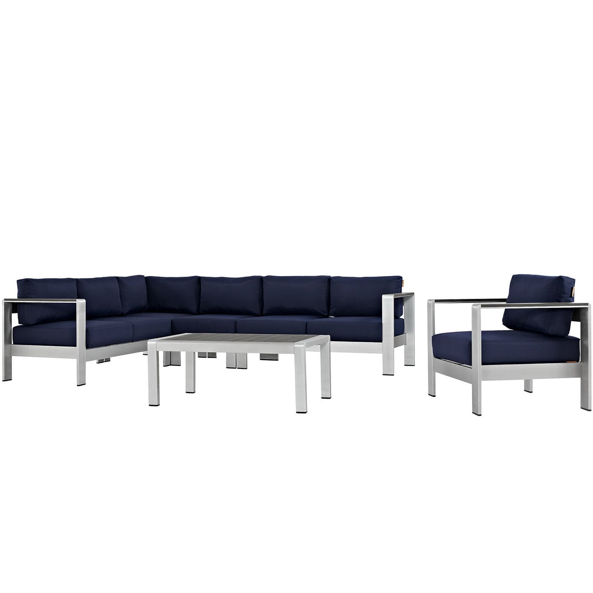 Shore 6 Piece Outdoor Patio Aluminum Sectional Sofa Set by Modway