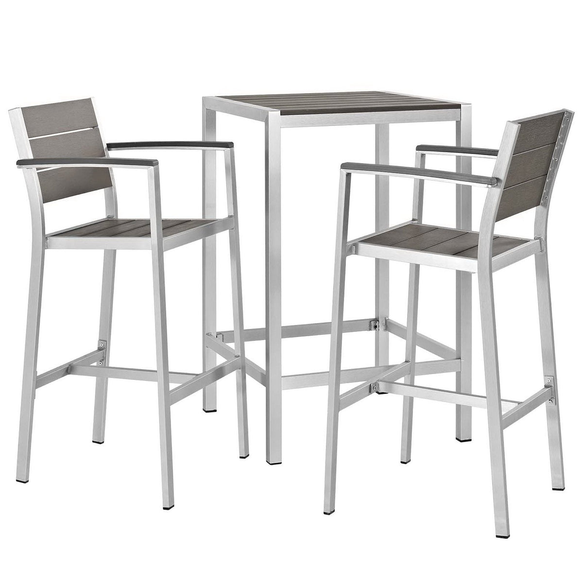 Shore 3 Piece Outdoor Patio Aluminum Pub Set by Modway - EEI-3157