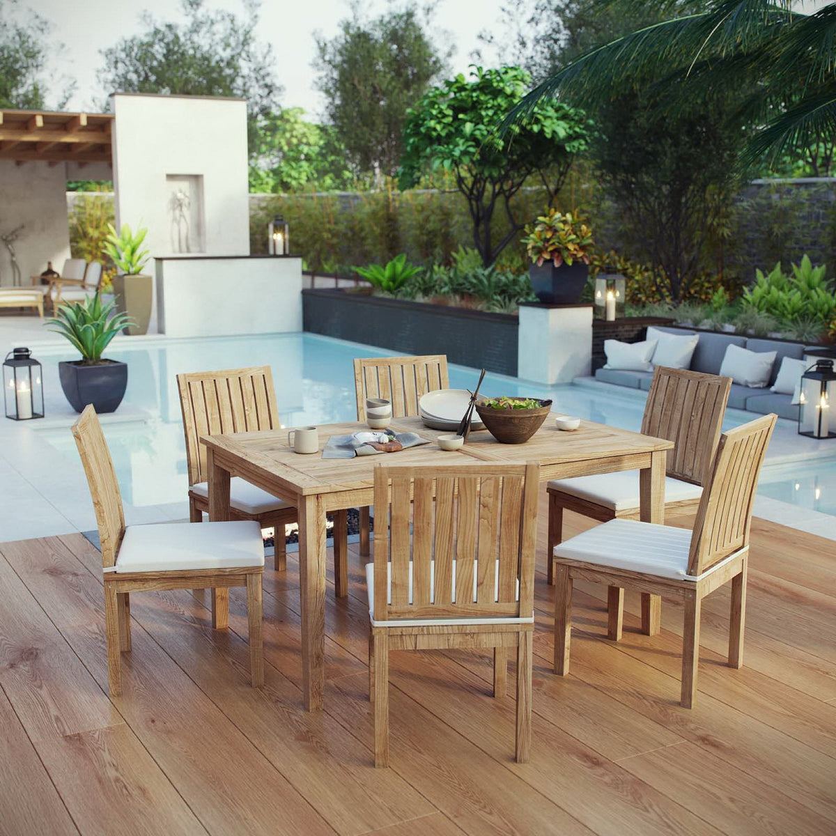 Marina 7 Piece Outdoor Patio Teak Dining Set by Modway - EEI-3293