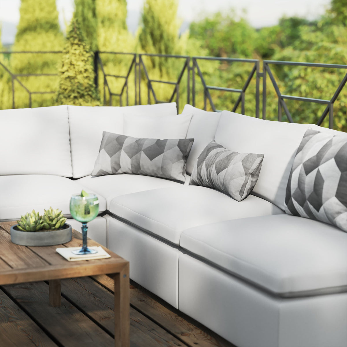 Commix 5-Piece Outdoor Patio Sectional Sofa by Modway - Charcoal / White (EEI-5587)