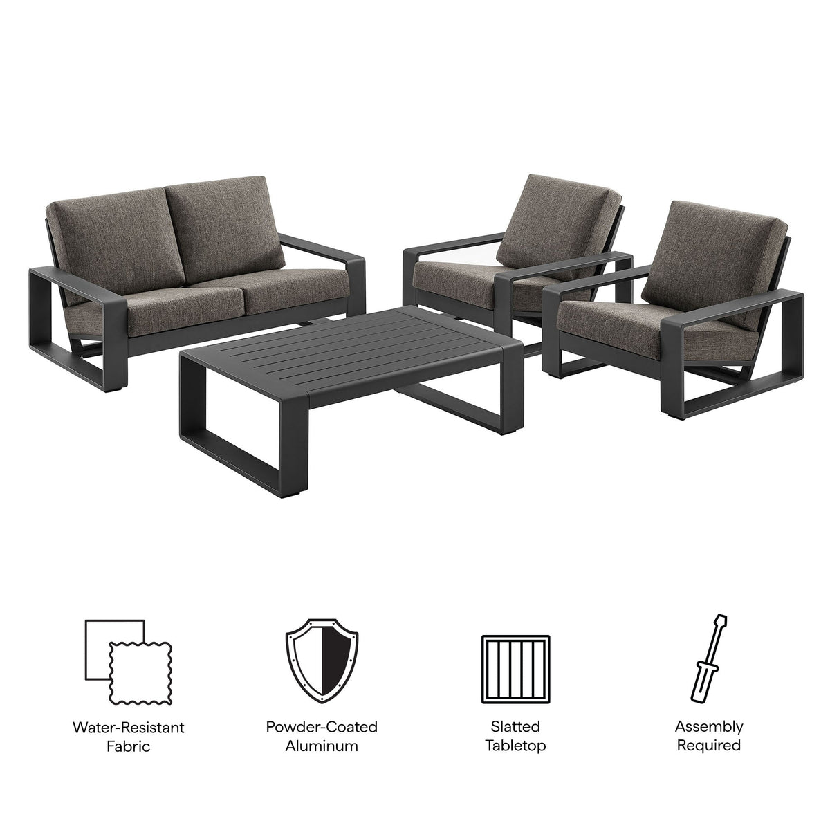 Lirienne 4-Piece Outdoor Patio Aluminum Furniture Set by Modway