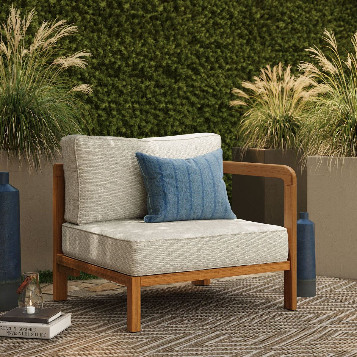 Kona Outdoor Patio Teak Wood Right-Arm Facing Modular Armchair by Modway