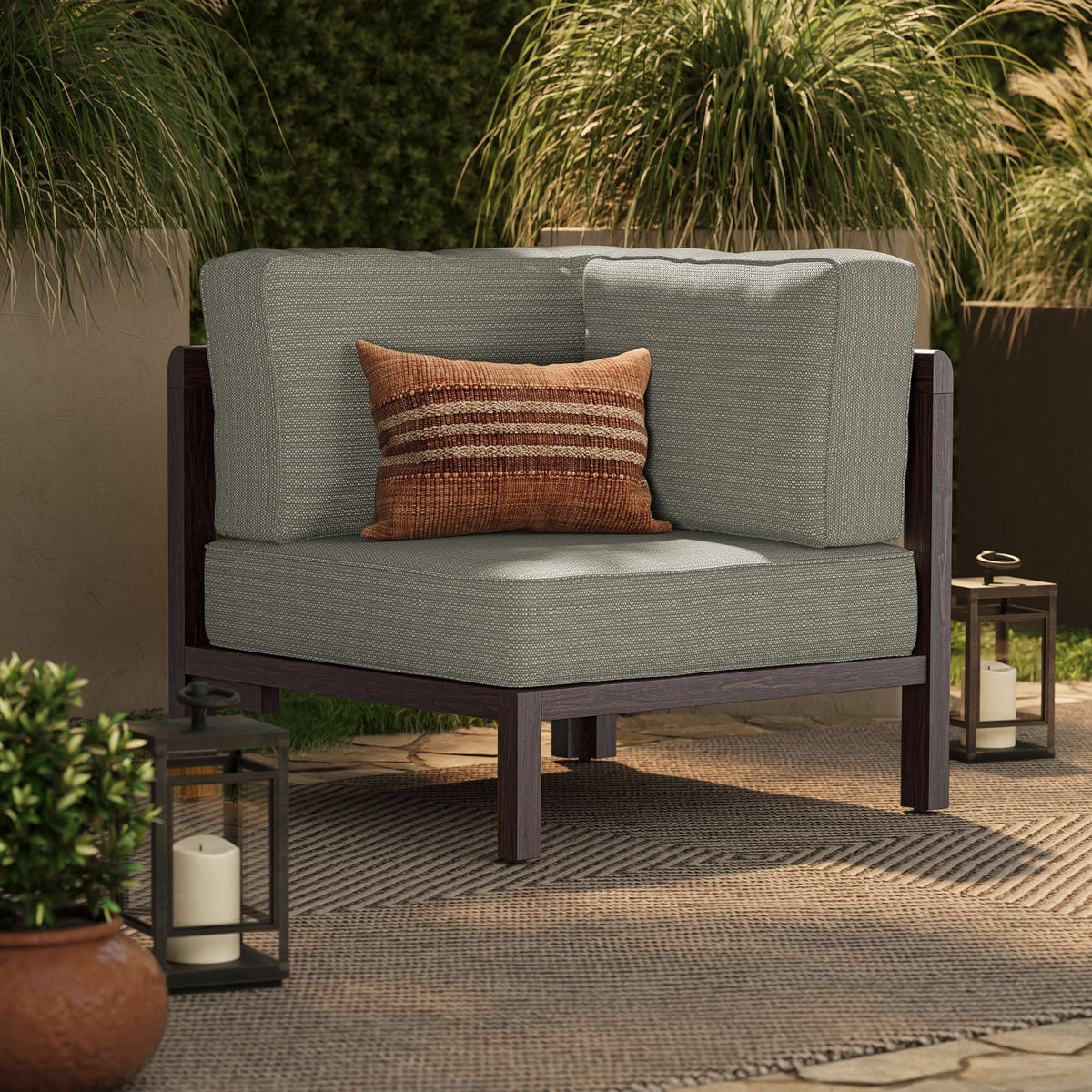 Kona Outdoor Patio Teak Wood Corner Modular Chair by Modway