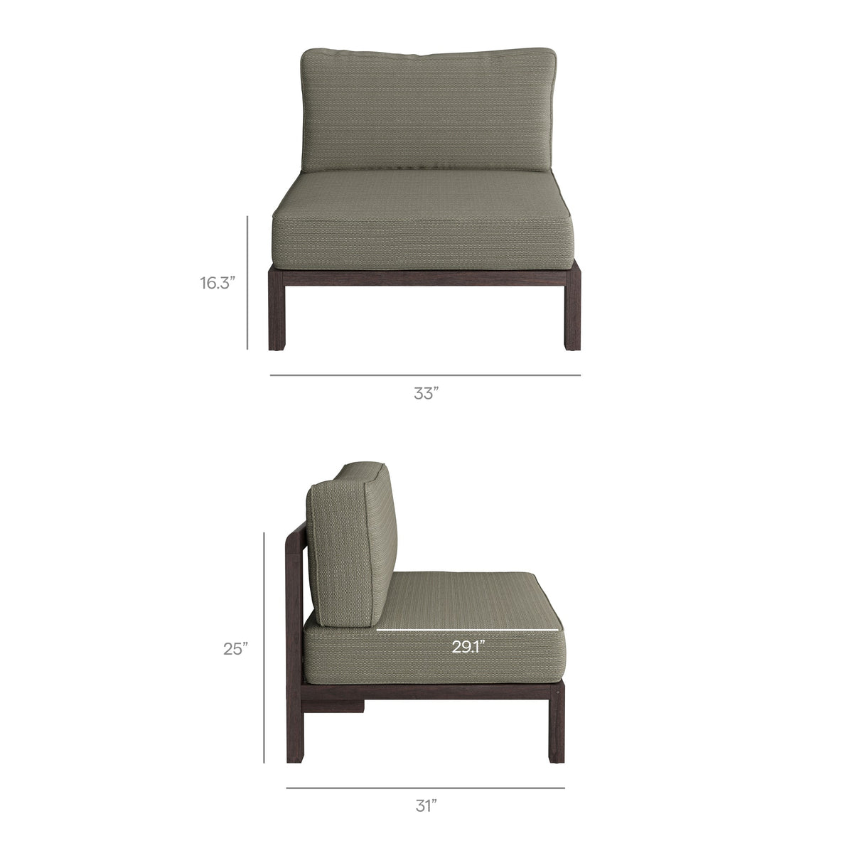 Kona Outdoor Patio Teak Wood Armless Modular Chair by Modway