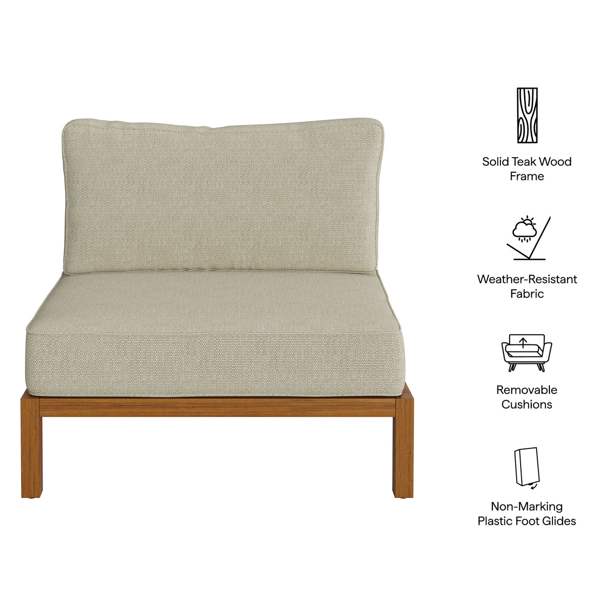 Kona Outdoor Patio Teak Wood Armless Modular Chair by Modway