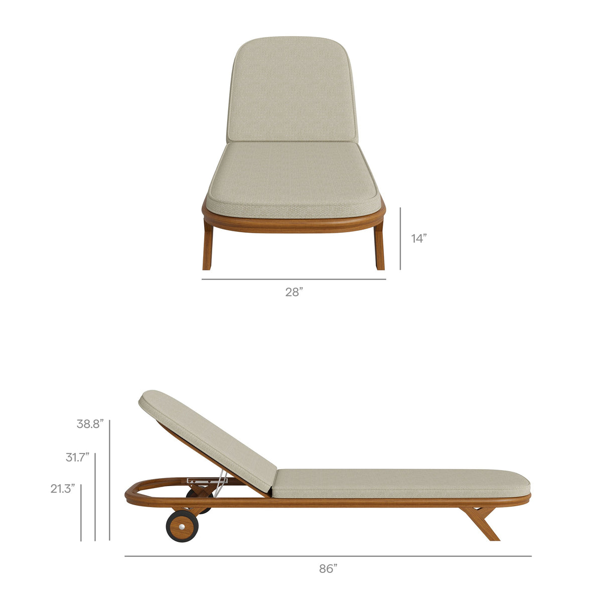 Kona Outdoor Patio Teak Wood Chaise Lounge Chair by Modway