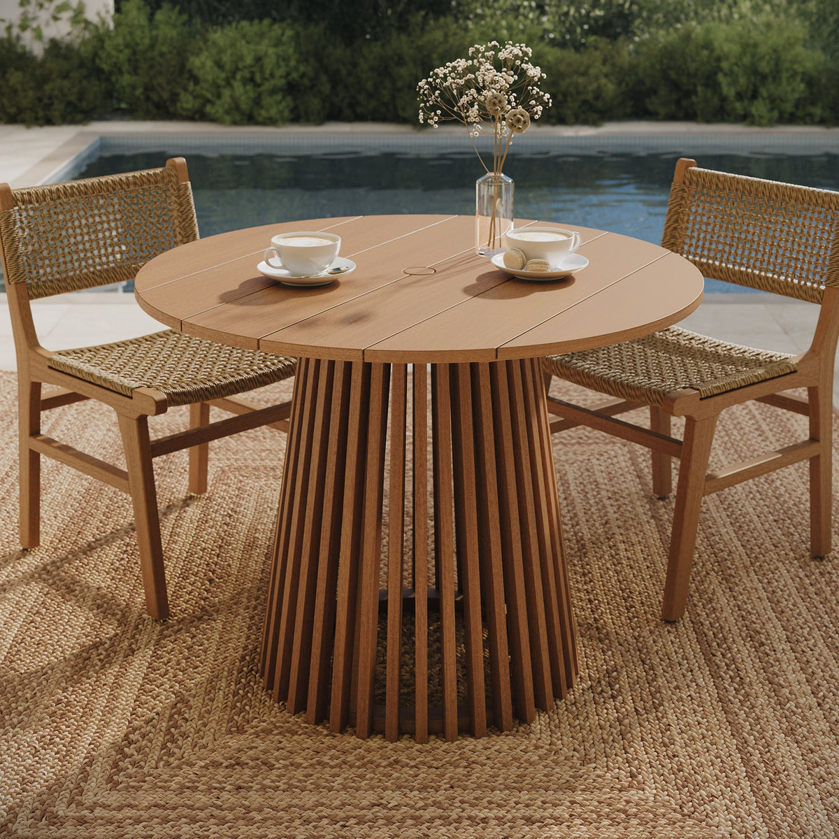 Lane Round Outdoor Patio Teak Wood Dining Table by Modway