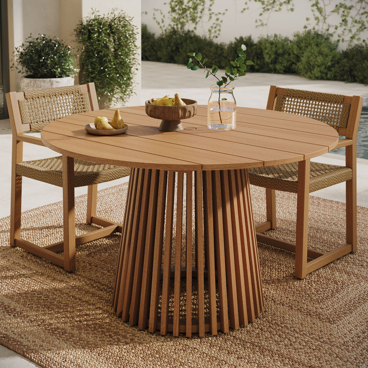 Lane Round Outdoor Patio Teak Wood Dining Table by Modway