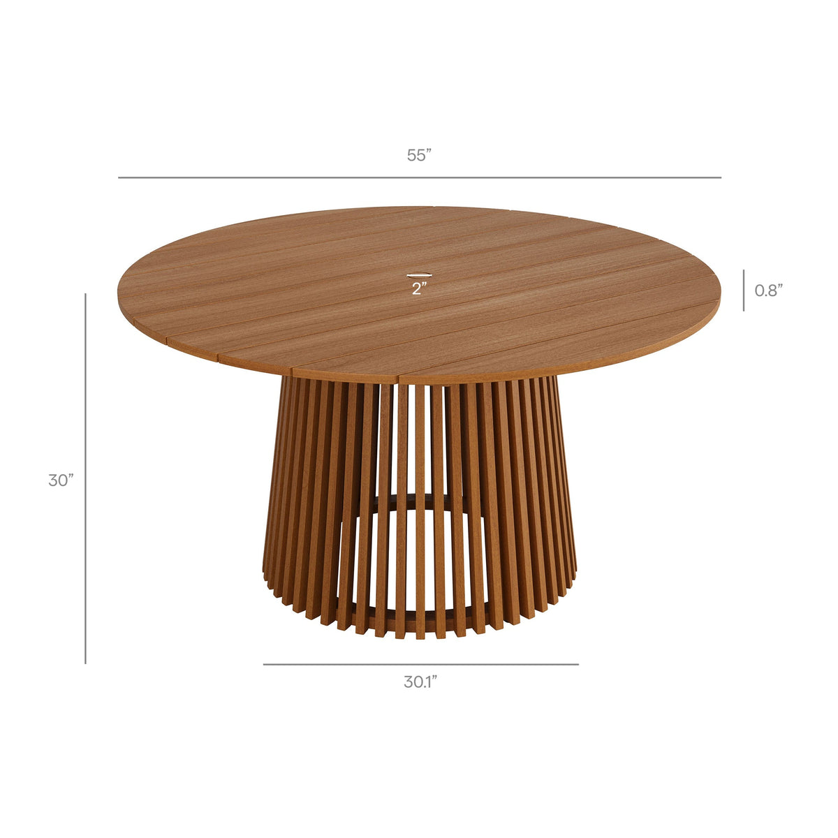 Lane Round Outdoor Patio Teak Wood Dining Table by Modway