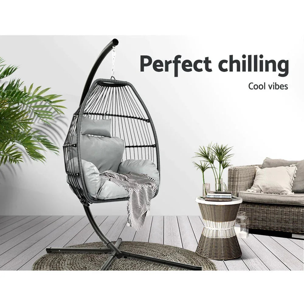 Garden Outdoor Furniture Egg Hammock Hanging Swing Chair Stand Pod