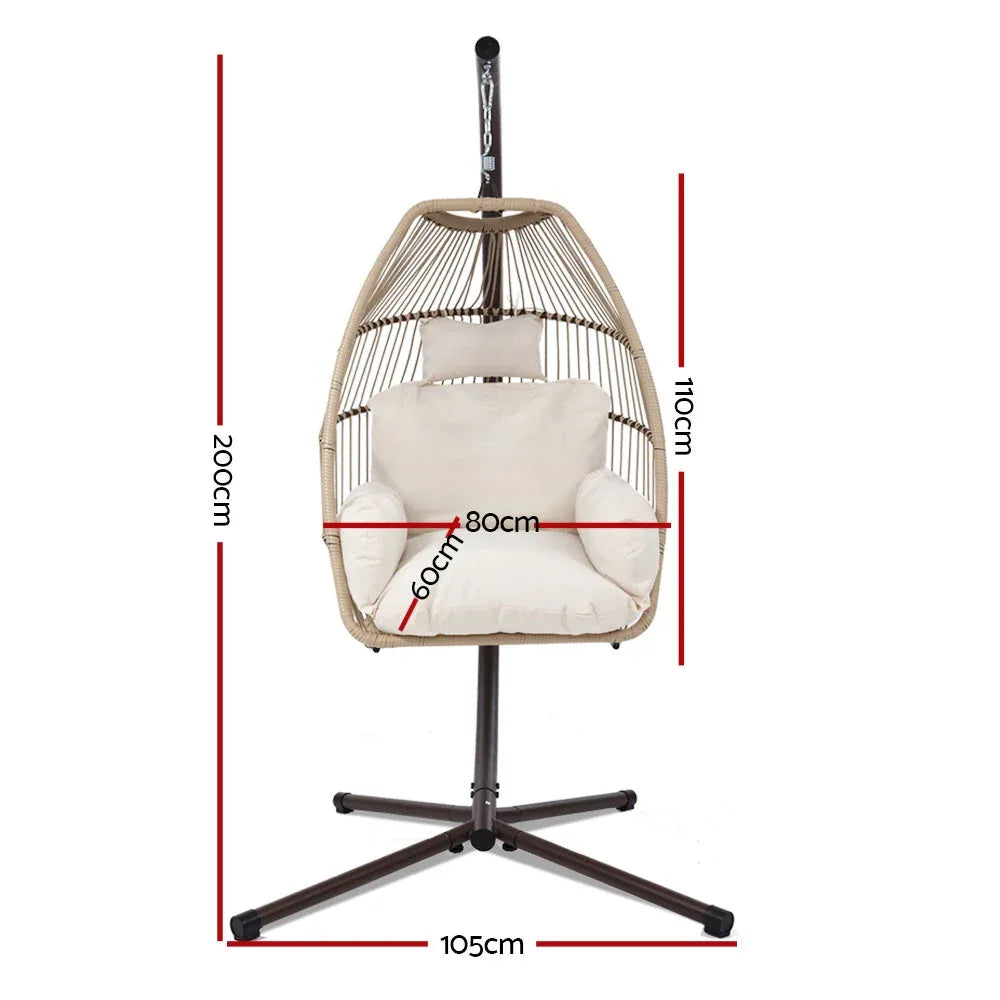 Garden Outdoor Furniture Egg Hanging Swing Chair Stand Wicker Rattan