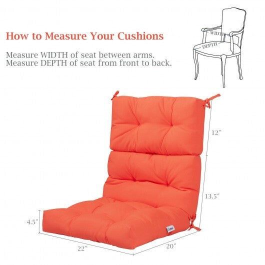 22 x 44 Inch Tufted Outdoor Patio Chair Seating Pad-Orange - Color: Orange