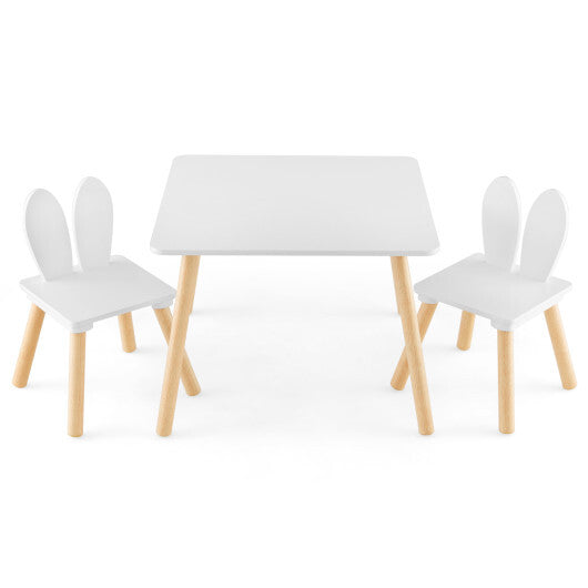 3 Pieces Kids Table and Chairs Set for Arts Crafts Snack Time-White