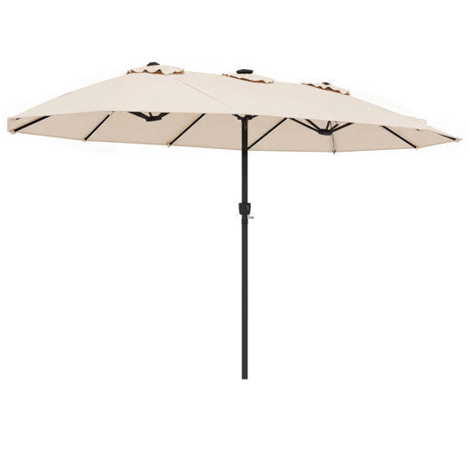 Extra-Large Patio Umbrella 12 Reinforced Metal Ribs-Brown 15.5FT