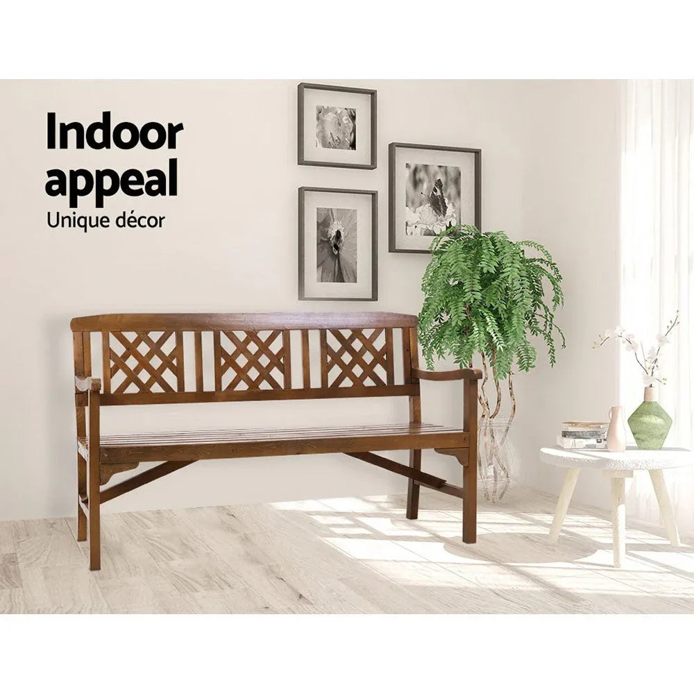 Gardeon Wooden Garden Bench 3 Seat Patio Furniture Timber Outdoor