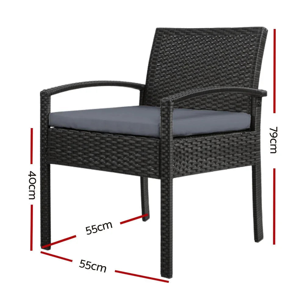 Set of 2 Outdoor Dining Chairs Wicker Chair Patio Garden Furniture