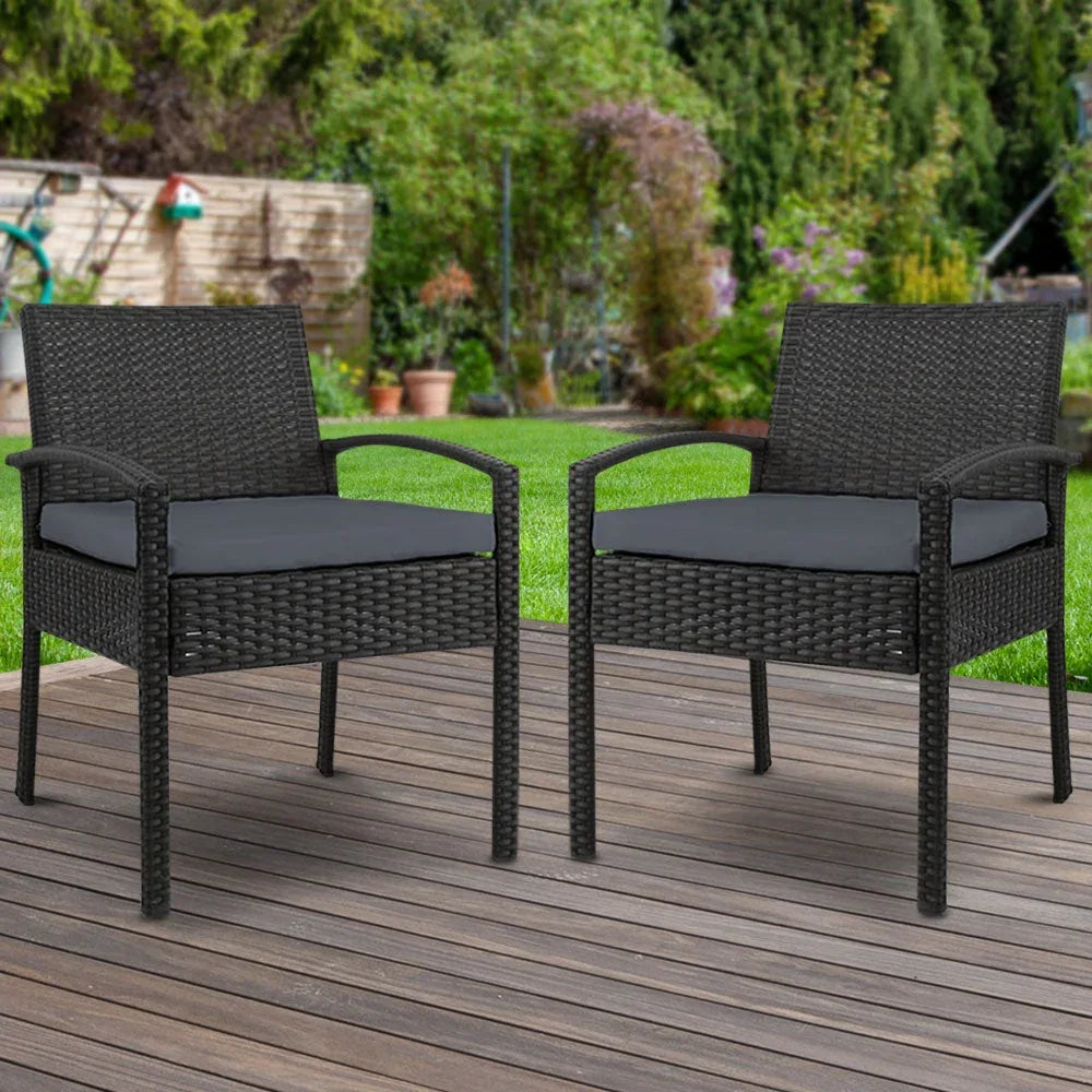Set of 2 Outdoor Dining Chairs Wicker Chair Patio Garden Furniture