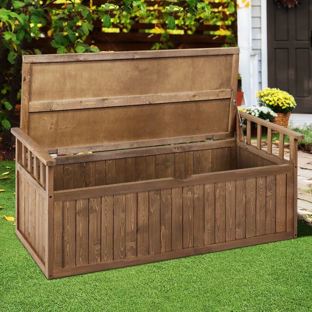 Gardeon Outdoor Storage Box Wooden Garden Bench 128.5cm Chest Tool Toy