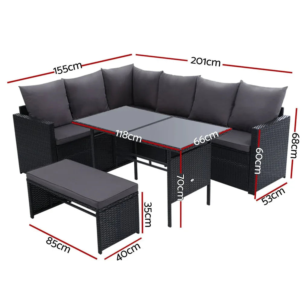 Garden Outdoor Furniture Dining Setting Sofa Set Lounge Wicker 8