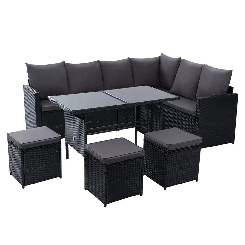 Garden Outdoor Furniture Dining Setting Sofa Set Wicker 9 Seater