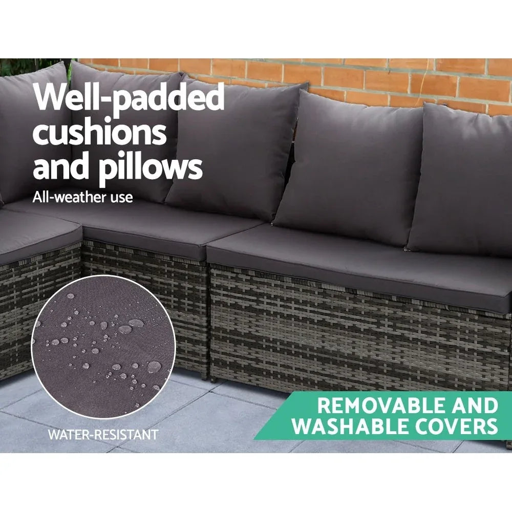 Gardeon Outdoor Furniture Dining Setting Sofa Set Lounge Wicker 9