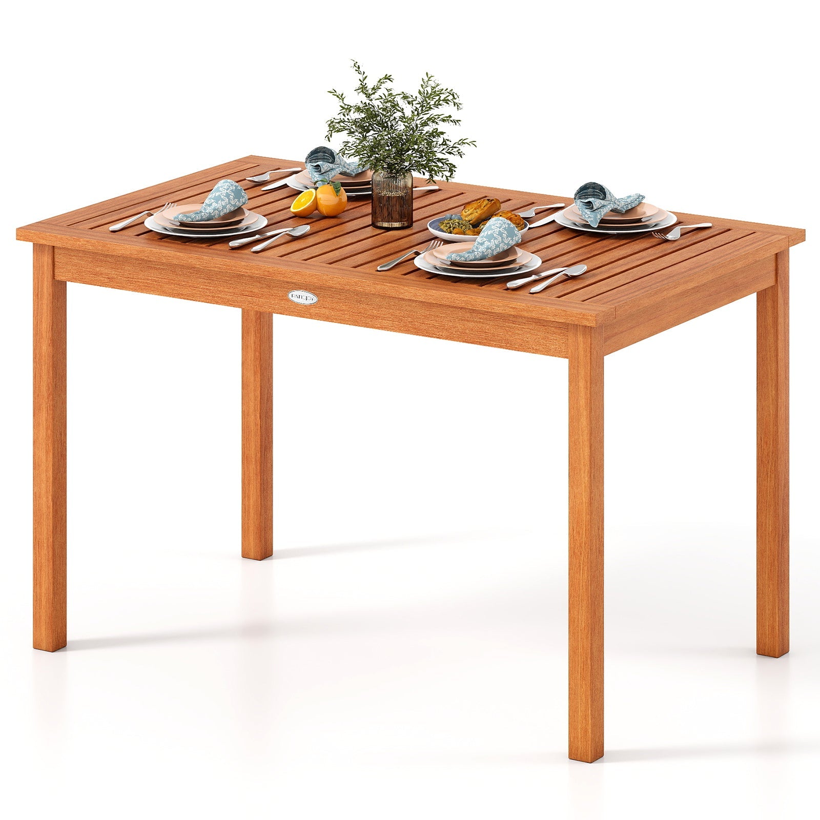 Outdoor Dining Table for 4-6 People 48 Inches Wood Rectangular Patio Table