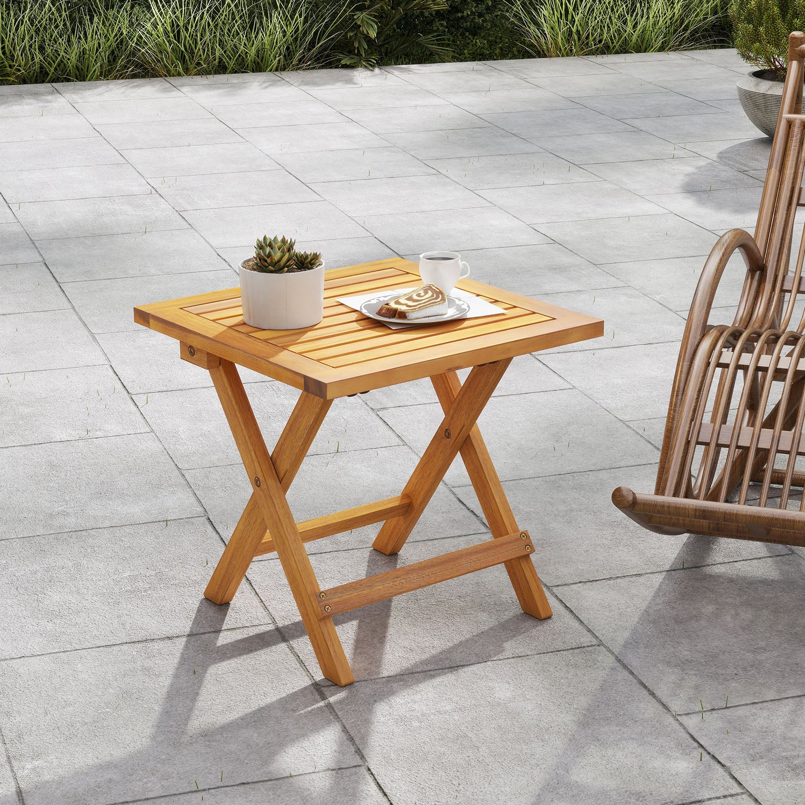 Outdoor Folding Side Table for Small Space and Garden