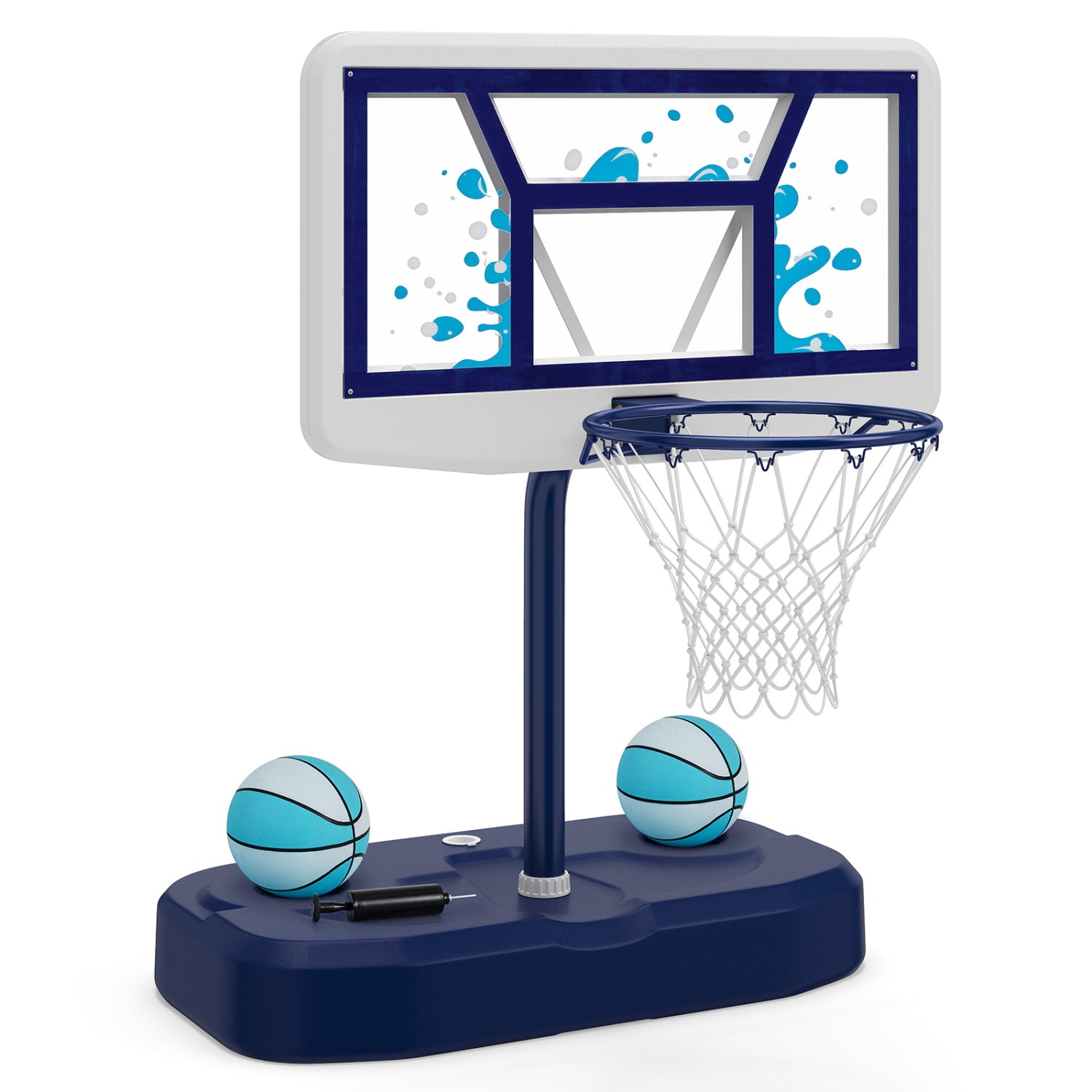 Pool Basketball Hoop Set with 2 Balls and Pump