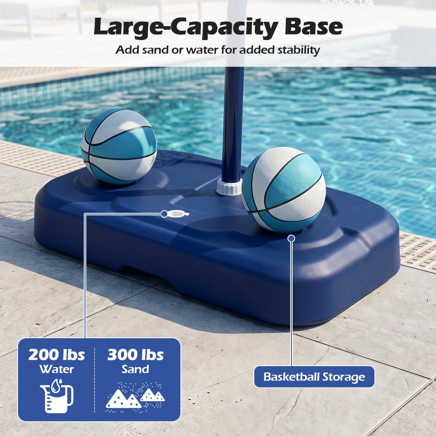 Pool Basketball Hoop Set with 2 Balls and Pump