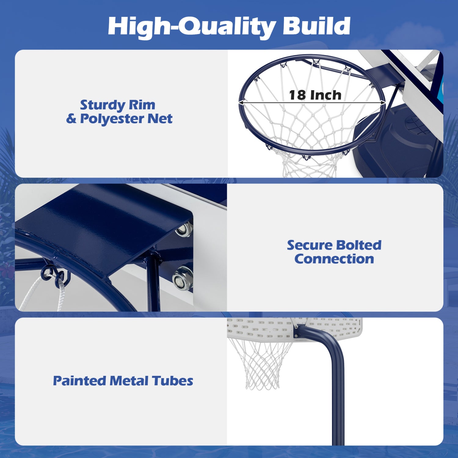 Pool Basketball Hoop Set with 2 Balls and Pump