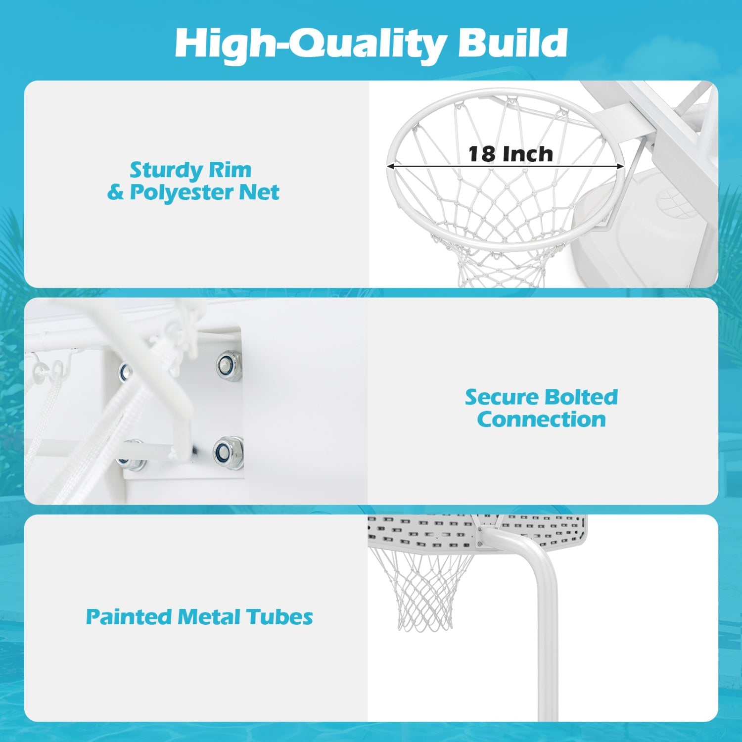 Pool Basketball Hoop Set with 2 Balls and Pump