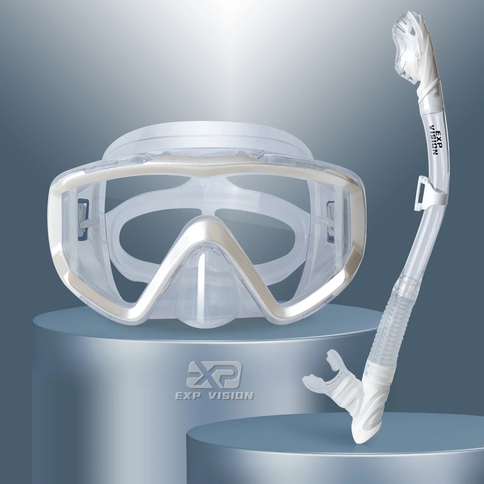 Dry Snorkel Set, Pano 3 Window Snorkel Mask, Anti-Fog Scuba Diving Goggle and Snorkel, Adult Snorkeling Swim Mask with PC Lens