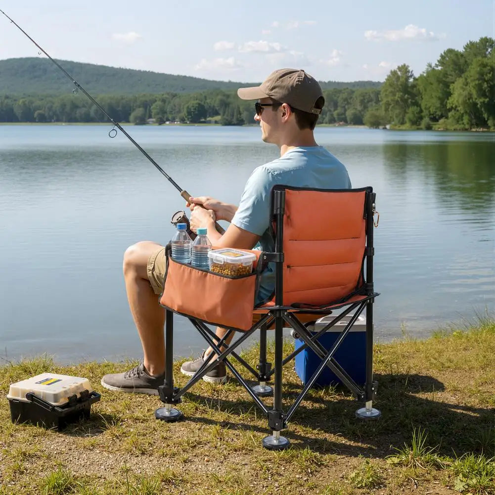 Non-Slip Folding Fishing Chair With Detachable Rod Holder