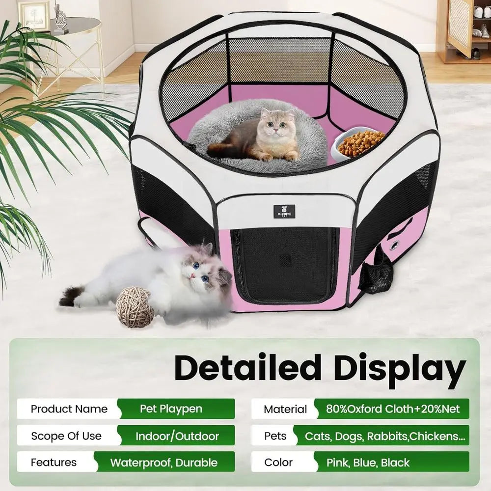 Portable Pet Playpen Foldable Exercise Pen For Dogs Cats Indoor Outdoor