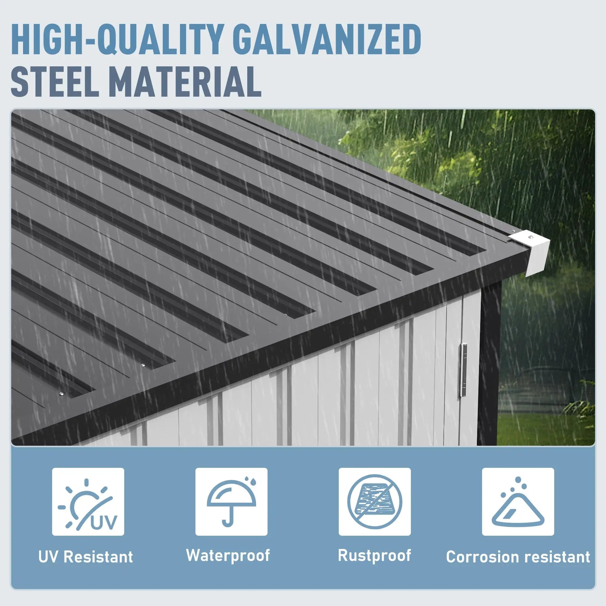 VIWAT Outdoor Metal Storage Shed With Lockable Door And Window