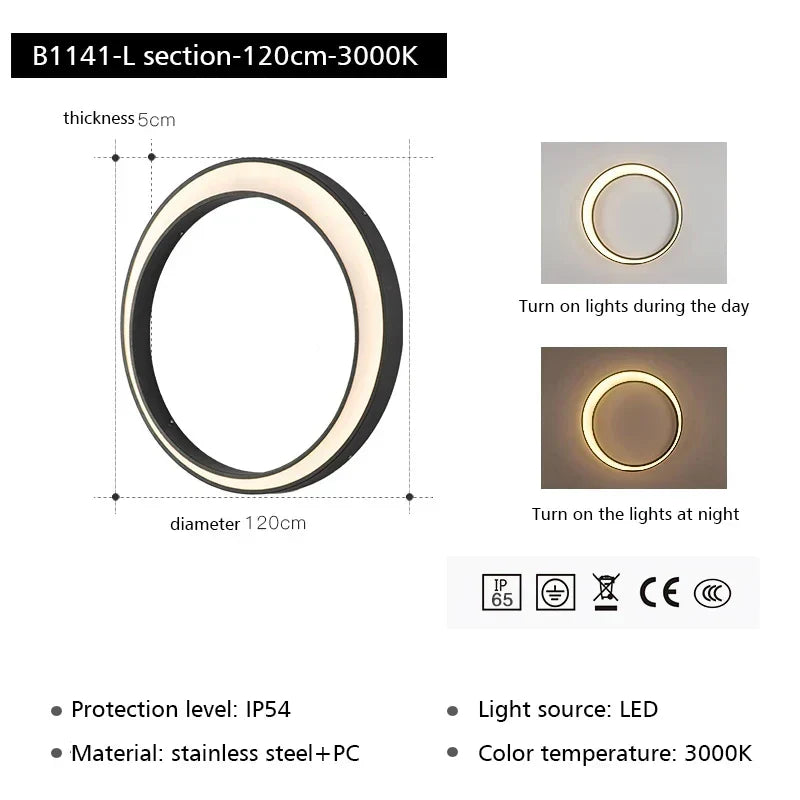 DecorBites™ LED Outdoor Moon Wall Lamp Waterproof Modern Minimalist Sconce for Courtyard Balcony