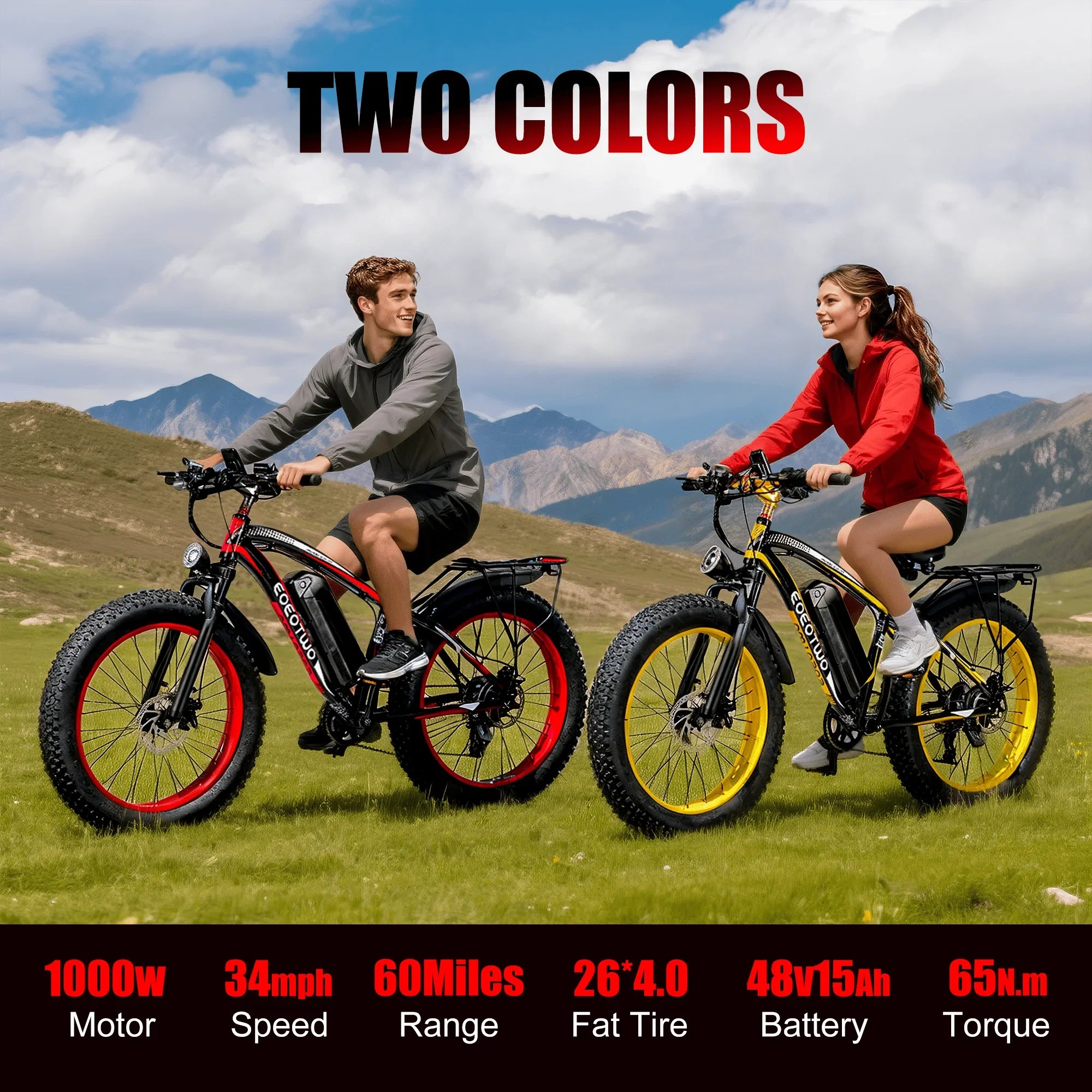 EOEOTWO E01 Electric Fat Tire Bike 1500W Peak Motor