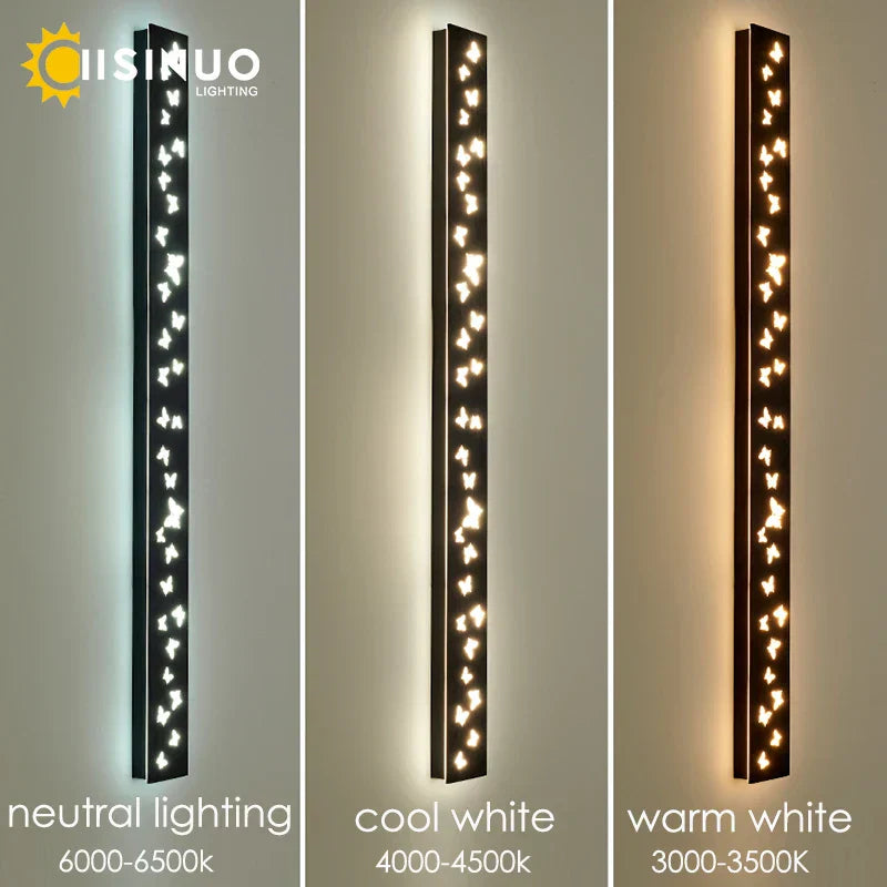 DecorBites™ Butterfly Pattern LED Outdoor Wall Sconce Black, Garage Yard Decor Lighting