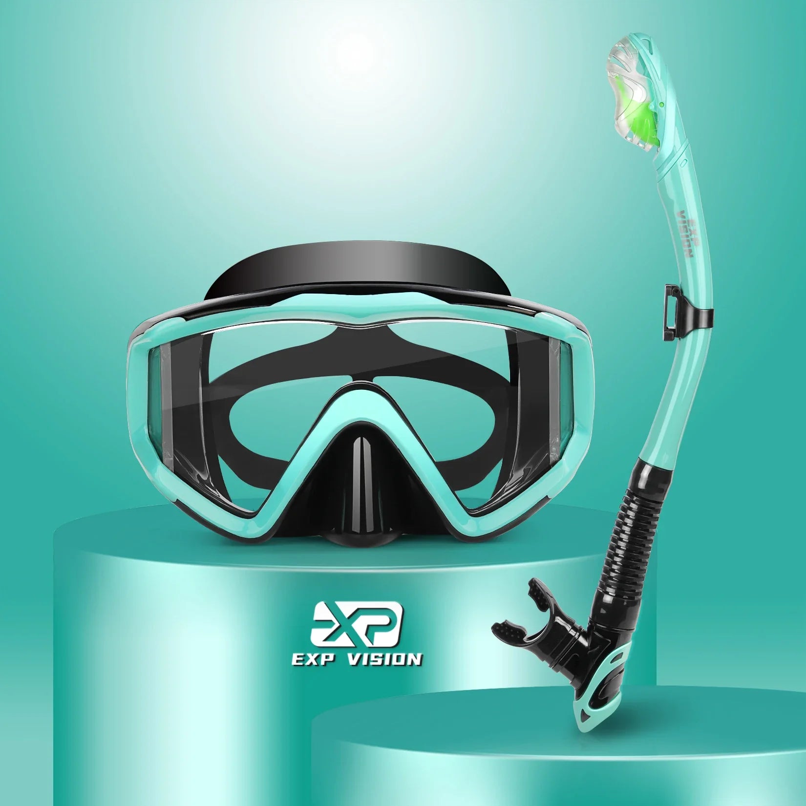 Dry Snorkel Set, Pano 3 Window Snorkel Mask, Anti-Fog Scuba Diving Goggle and Snorkel, Adult Snorkeling Swim Mask with PC Lens