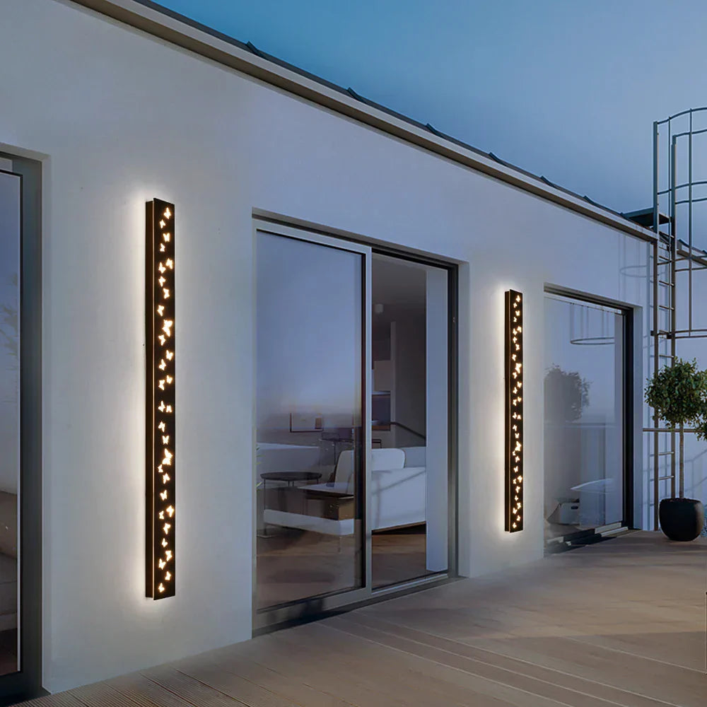 DecorBites™ Butterfly Pattern LED Outdoor Wall Sconce Black, Garage Yard Decor Lighting