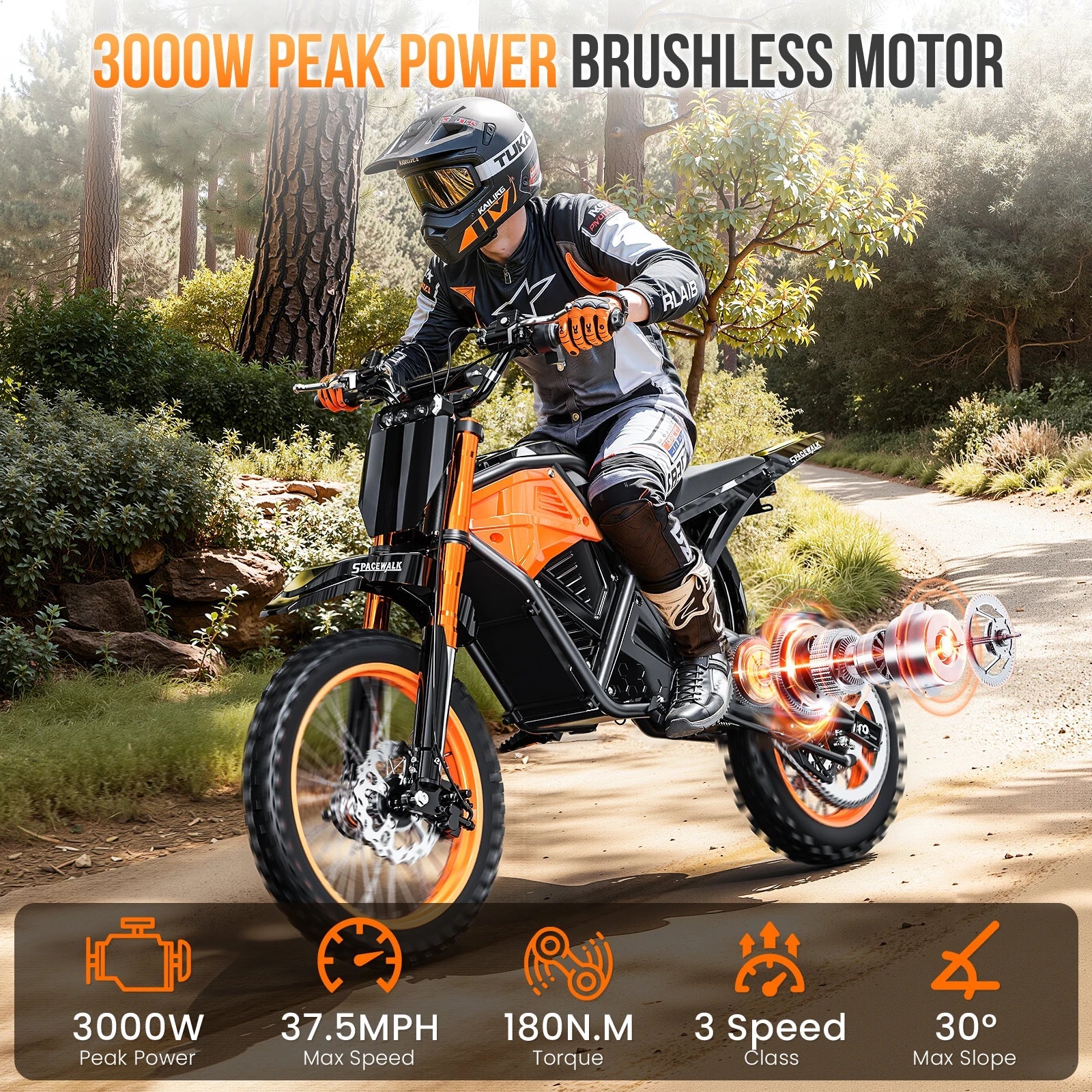 EILLEO SPACEWALK 48V Electric Dirt Bike EB007 3000W Peak Power