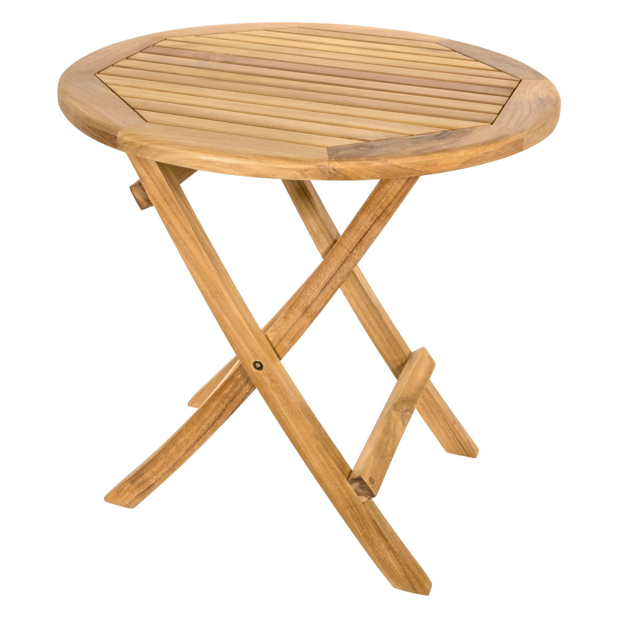Naples Natural Teak Outdoor Round Folding Side Table - 20"