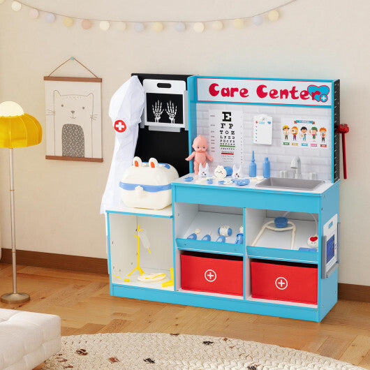 Play Doctor's Office Wood Medical Center Toy Set with Examine Region-Pink