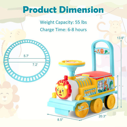 6V Electric Kids Ride On Car Toy Train with 16 Pieces Tracks-Green