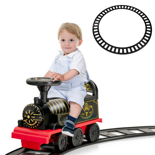 6V Electric Kids Ride On Car Toy Train with 16 Pieces Tracks-Green